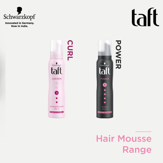 Schwarzkopf Taft Power Hair Mousse, Cashmere-like softness, Mega Strong Hold 5 with no stickiness