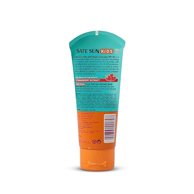 Lotus Herbals Safe Kids Soft-Touch Sunscreen, SPF 40, PA+++, Water & Sweatproof, Preservative Free, Anti Pollution, All Skin Types, Orange, 80 g