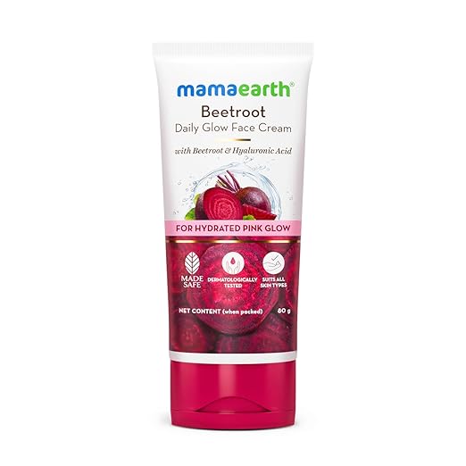 Mamaearth Beetroot Daily Glow Face Cream With Beetroot & Hyaluronic Acid - 80g|Gives Hydrated Pink Glow |Gives Instant Brightening Effect |Lightweight & Non-Greasy |Natural Glow |For All Skin Types