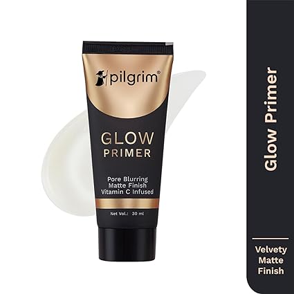 PILGRIM Glow Primer Lightweight Gel Based Velvety Matte Finish, Blurs Pores, Vit C+E Infused