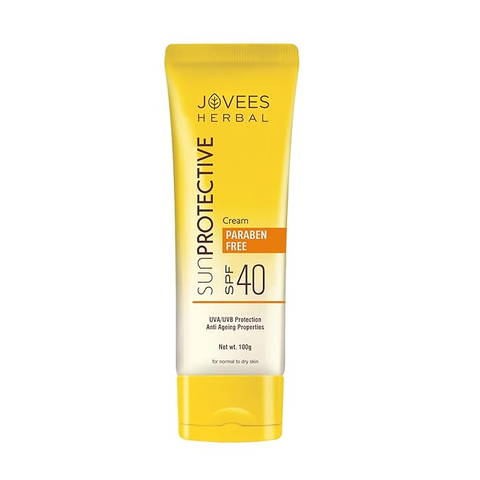 Jovees Herbal Sun Protective Sunscreen SPF 40, 100g | Lightweight and Oil Free - UVA & UVB Protection | Normal to Dry Skin Types | Paraben & Alcohol Free