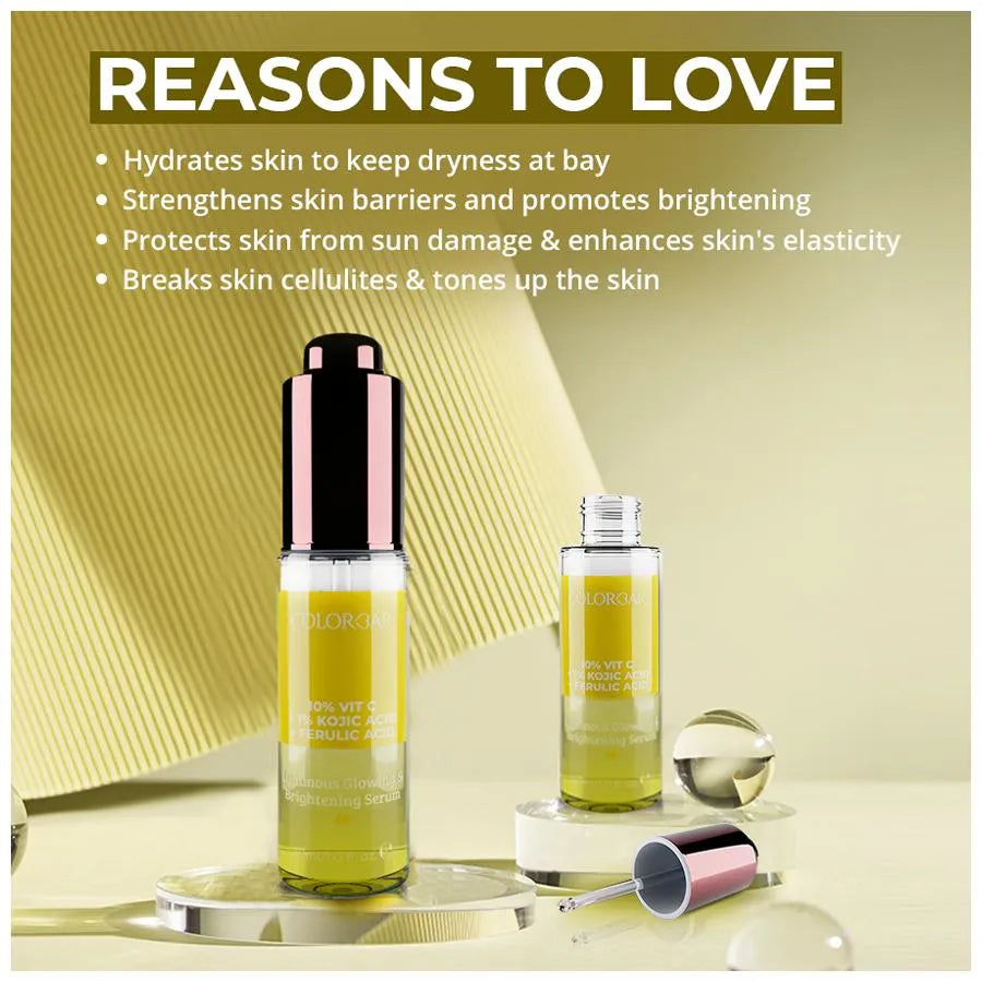 ColorBar Luminous Glowing & Brightening Serum - 10% Vit C + 1% Kojic Acid + Ferulic Acid, 30ml