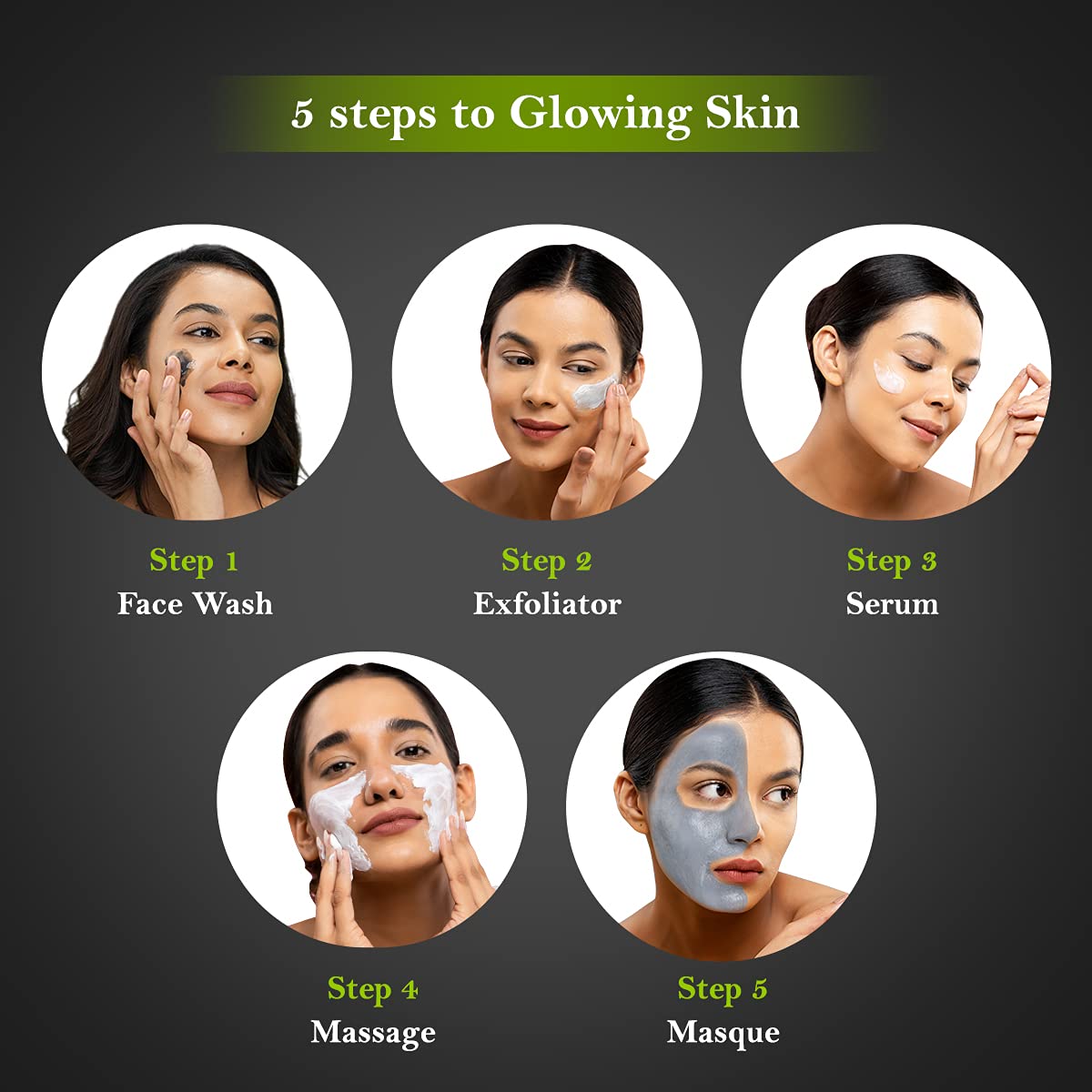 Lotus Herbals WhiteGlow Activated Charcoal Brightening 4 in 1 Facial Kit | Tea Tree | Oil Control & Anti Pollution | Salon Grade | All Skin Types | 188g