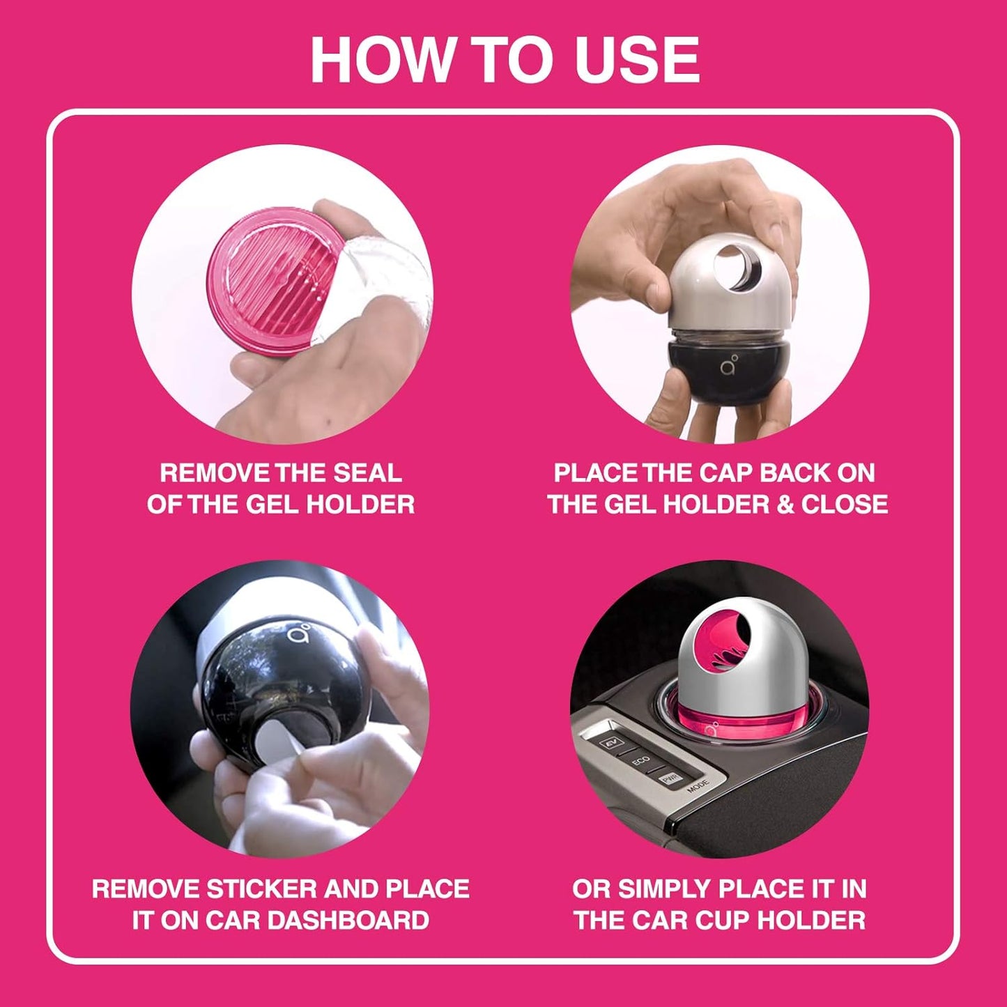 Godrej aer Twist Car Air Freshener Gel | Car Accessories | Petal Crush Pink 45g