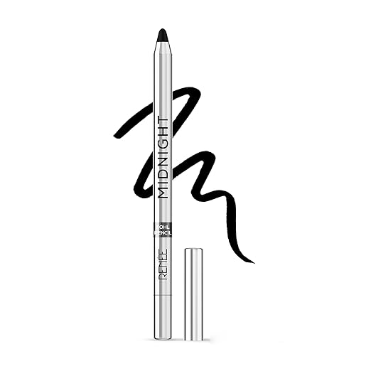 RENEE Midnight Kohl Pencil - Darkest black - One-Swipe-Application with rich color Payoff - Smudgeproof and waterproof - Enriched with Vitamin E, Olive Oil and Castor Oil - 1.5 Gm
