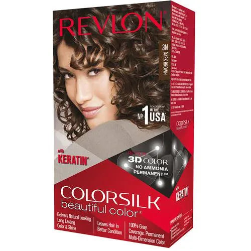 Revlon Colorsilk Hair Color - No Ammonia, With Keratin & 3D Color Gel Technology, 155.61 g Dark Brown 3N