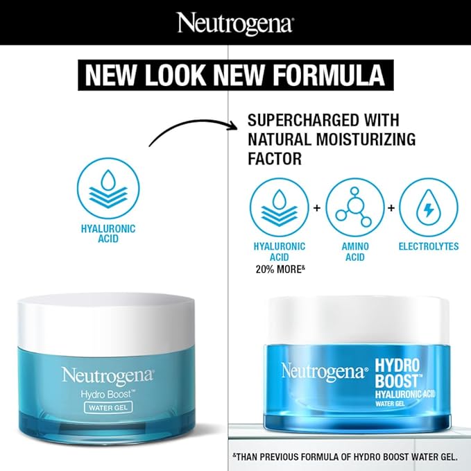 Neutrogena Hydro Boost Hyaluronic Acid Moisturizer | 5x Hydration | Water Gel Infused with 9 Amino Acids | For All Skin Types | For Men & Women 50g