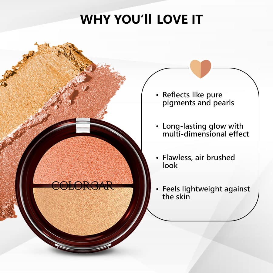 Colorbar Sexy Twosome Highlighter | Long wearing | Multidimensional effect | Light weight | Gives seamless complexion 12g