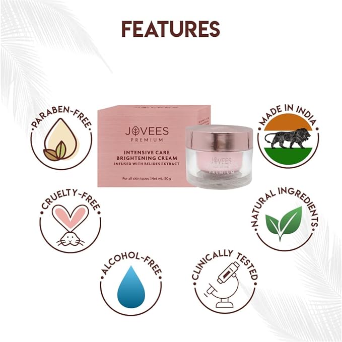 Jovees Premium Intensive Care Brightening Cream infused with Daisy Flower Extract | Skin lightening | Even skin tone | For All Skin Type 50gm