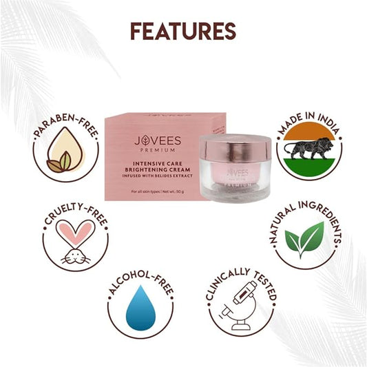 Jovees Premium Intensive Care Brightening Cream infused with Daisy Flower Extract | Skin lightening | Even skin tone | For All Skin Type 50gm
