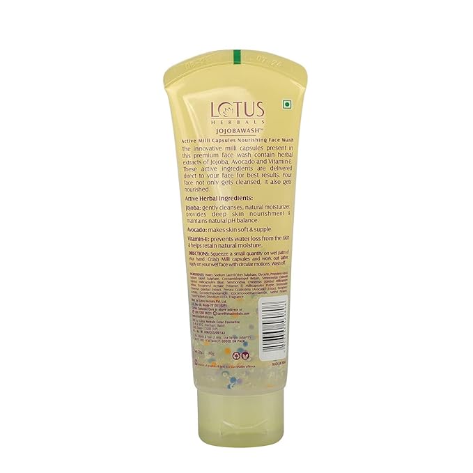 Lotus Herbals Jojobawash Active Milli Capsules Nourishing Face Wash | For All Skin Types | 120ml
