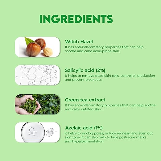 Jovees Herbal 2% Salicylic Acid Acne Control Serum With 1% Azelaic Acid Aloe Vera & Green Tea |For Active Acne, Oil Balancing, Pore Tightening | For All Skin Types | 30 ml