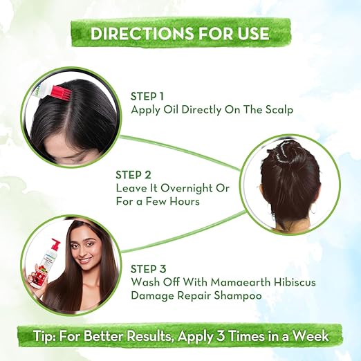 Mamaearth Hibiscus Damage Repair Hair Oil with Hibiscus & Curry Leaves for Strong & Nourished Hair|Repairs Rough, Dry & Damaged Hair|Makes Hair Smooth & Frizz Free|Suitable For All Hair Types (150ml)