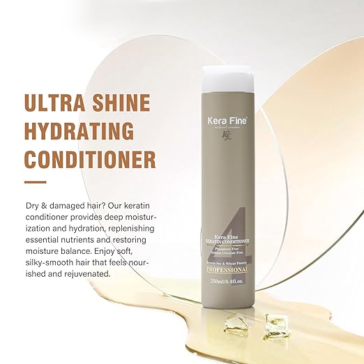KERA FINE KERATIN CONDITIONER | 250ML | SULFATE FREE | PARABEN FREE | PHOSPHATE FREE | SODIUM CHLORIDE FREE | KERATIN SOY & WHEAT PROTEIN | PROFESSIONAL USE