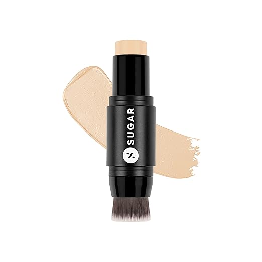 SUGAR Cosmetics Ace Of Face Mini Foundation Stick with In-Built Brush | Lasts 24hrs | Full Coverage Foundation for Women | 7gm