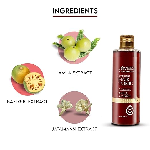 Jovees Herbal Revitalising Amla & Bael Hair Tonic | Gives Long, Strong & Thick Hair | For All Hair Types 200ml
