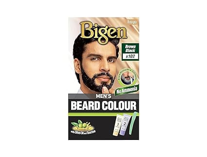 Bigen Men's Beard Color, 40g - Brownish Black B102 (Pack of 1) 40g + 40g