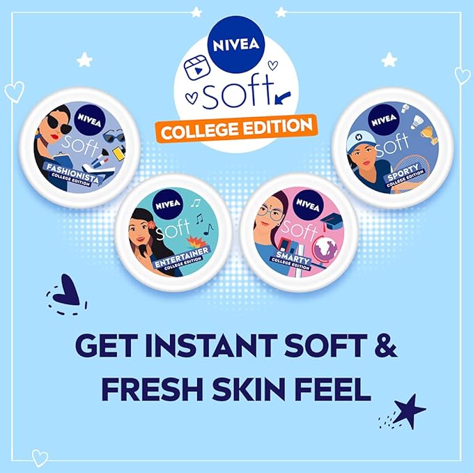 NIVEA Soft Smarty College Edition Moisturizer for Face, Hand & Body, Non Sticky Cream 300ml