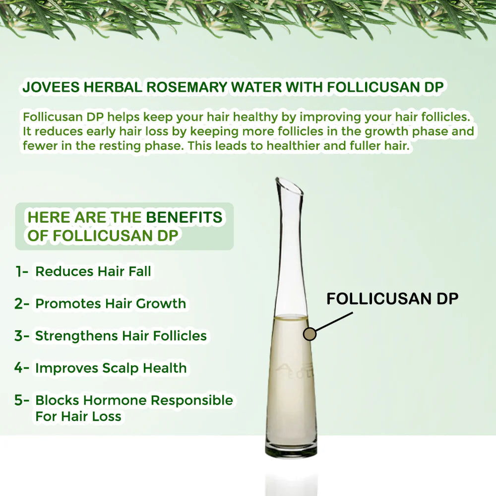 Jovees Rosemary Water Hair Growth Spray | Controls Hair Fall | Increases Hair Density | Fights Dandruff | Lightweight & Non-Greasy | For Men & Women 200ml