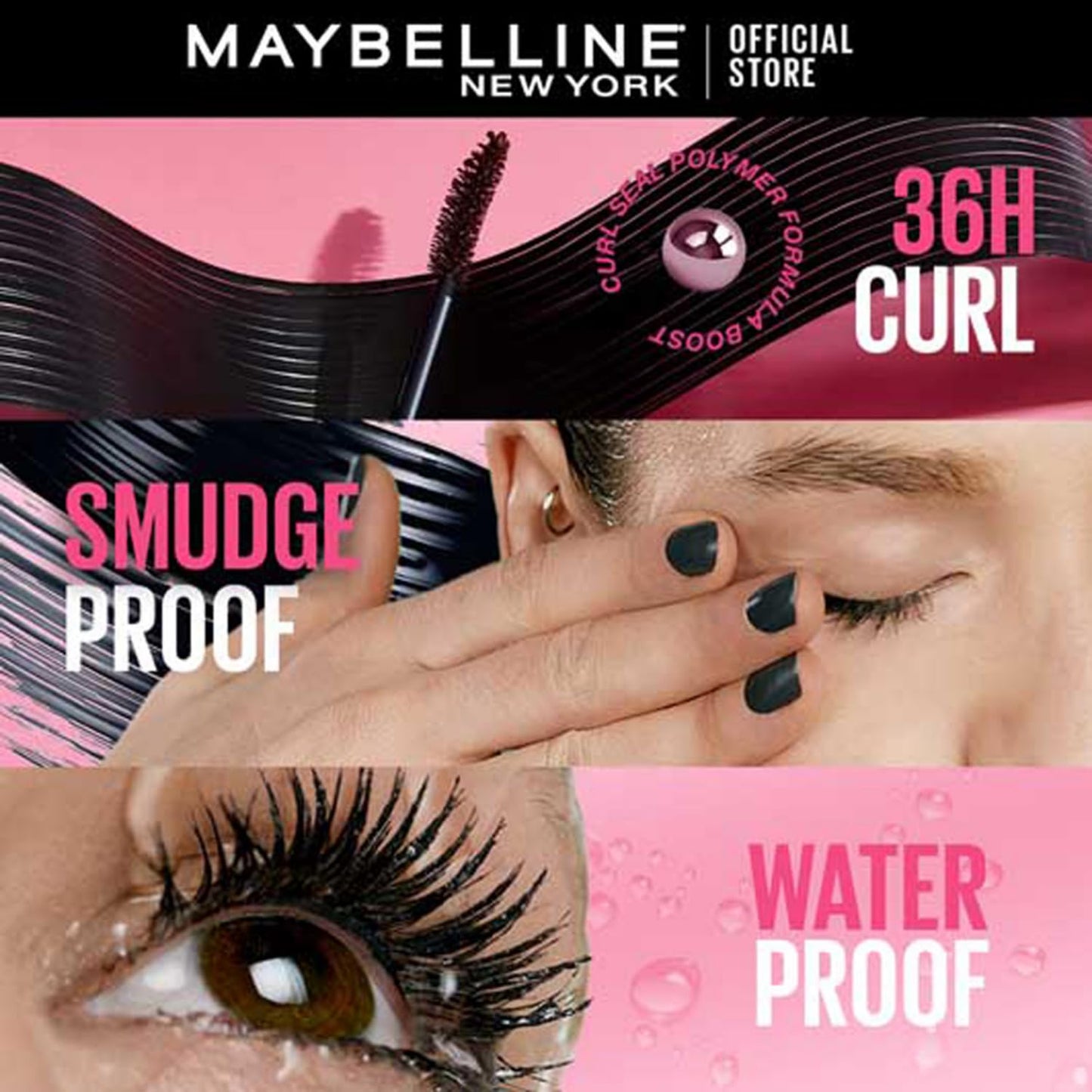 Maybelline New York Mascara, Curls Lashes, Highly Pigmented Colour, Long-lasting, Waterproof, Hypercurl , Black, 9.2ml