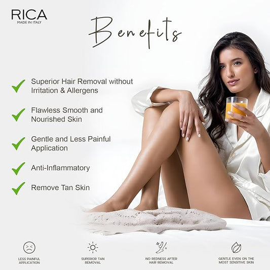 Rica White Chocolate Liposoluble Wax for Women and Men | Painless Dry Skin Hair Removal Waxing with Natural Ingredients - 800 ml