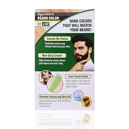Bigen Men's Beard Color, 40g - Brownish Black B102 (Pack of 1) 40g + 40g