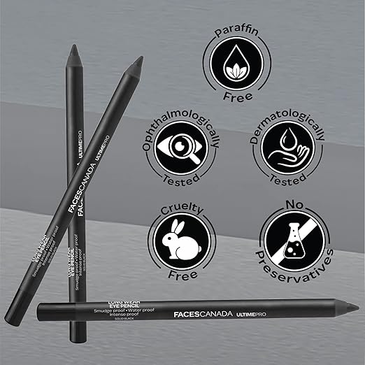 FACES CANADA Ultime Pro Longwear Eye Pencil  1.2 g | 8 Hr Long Stay | Smooth One Stroke Application | Intense Color Pay Off | Soft Blendable Formula | Smudge Proof | Water Proof