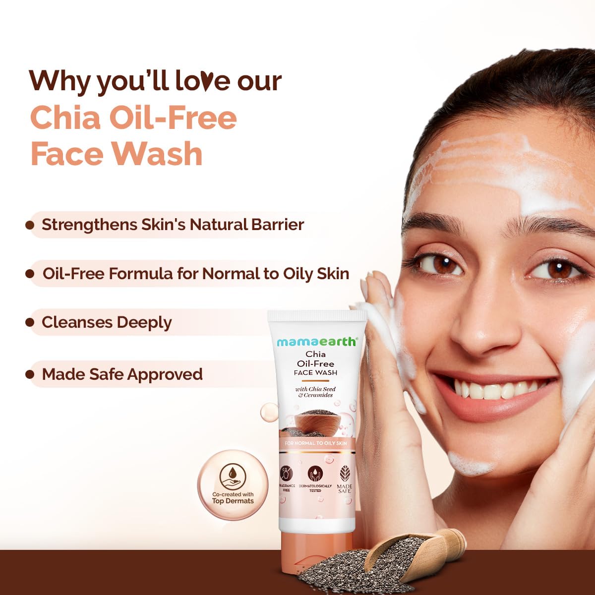 Mamaearth Chia Oil-Free Face Wash with Chia Seed & Ceramides 100ml