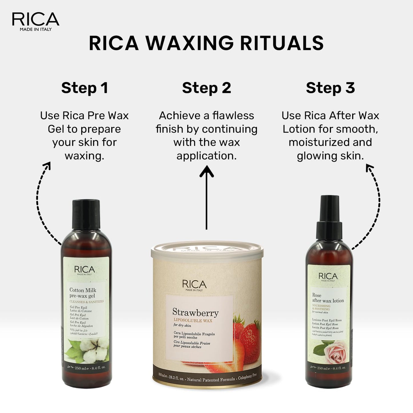 Rica Strawberry Liposoluble Wax for Women and Men | Quick Legs Hair Removal Waxing Treatment for Dry Skin - 800 ml