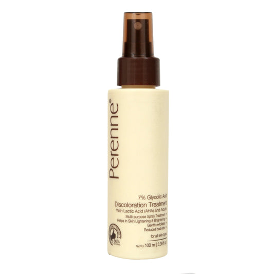 Perenne 7% Glycolic Acid Discoloration Treatment Spray for Skin Brightening | Controls Body Odour | Helps reduce the darkness and pigmentation of underarms, elbows, neck, knees, and inner thighs | Multiple purpose spray for Face, Body and Scalp | 100ml