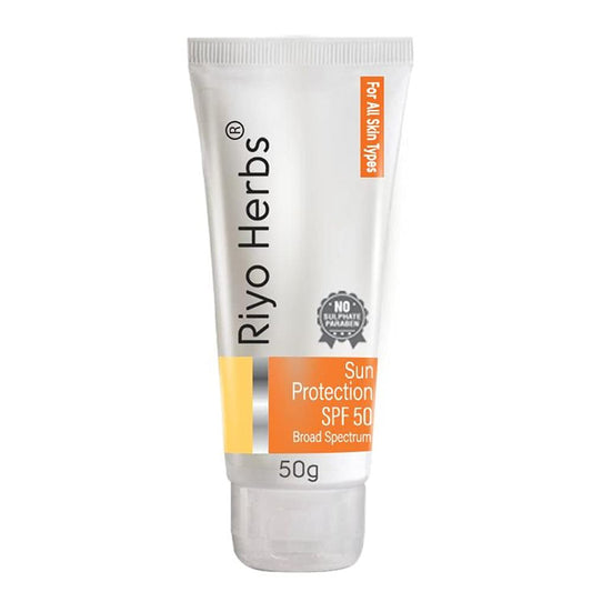 Riyo Herbs Sunscreen SPF50, With Aloe Vera & Saffron for Sun Protection Cream - 50g