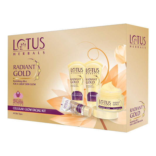 Lotus Radiant Gold Facial Kit for instant glow with 24K Pure Gold & Papaya,4 easy steps  (Multiple use)
