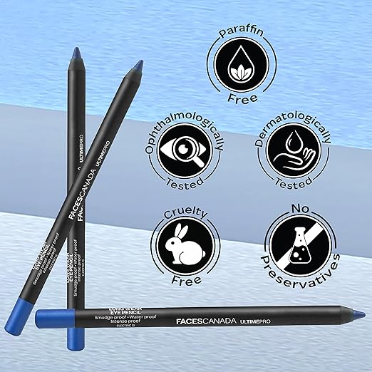 FACES CANADA Ultime Pro Longwear Eye Pencil  1.2 g | 8 Hr Long Stay | Smooth One Stroke Application | Intense Color Pay Off | Soft Blendable Formula | Smudge Proof | Water Proof