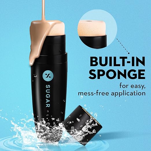 SUGAR Cosmetics Aquaholic Hydrating Matte Foundation | Full Coverage | For All Skin Types | With Built-In Cushion Applicator | 30ml
