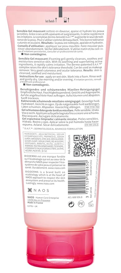 Bioderma Sensibio Gentle Soothing Micellar Cleansing Foaming Gel For Sensitive Skin(100ml)
