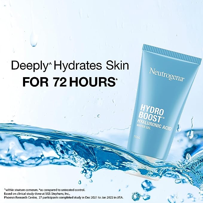 Neutrogena Hydro Boost Hyaluronic Acid Moisturizer | 5x Hydration | Water Gel Infused with 9 Amino Acids | For All Skin Types | For Men & Women 15g