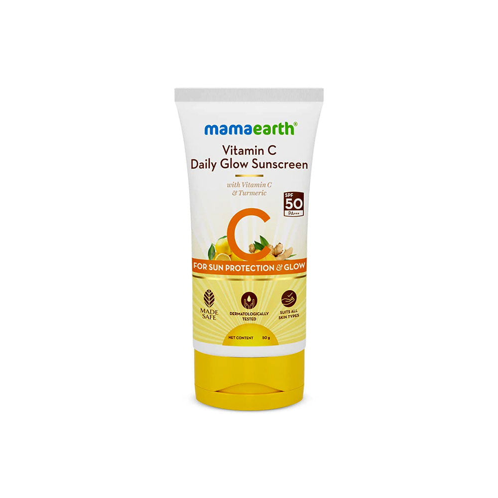 Mamaearth Vitamin C Daily Glow Sunscreen For All Skin Types For Sun Protection & Glow – 50g – Spf 50 Pa+++