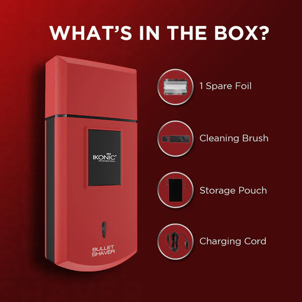 Ikonic Professional Bullet Shaver Travel Shaver Cordless ( Red )