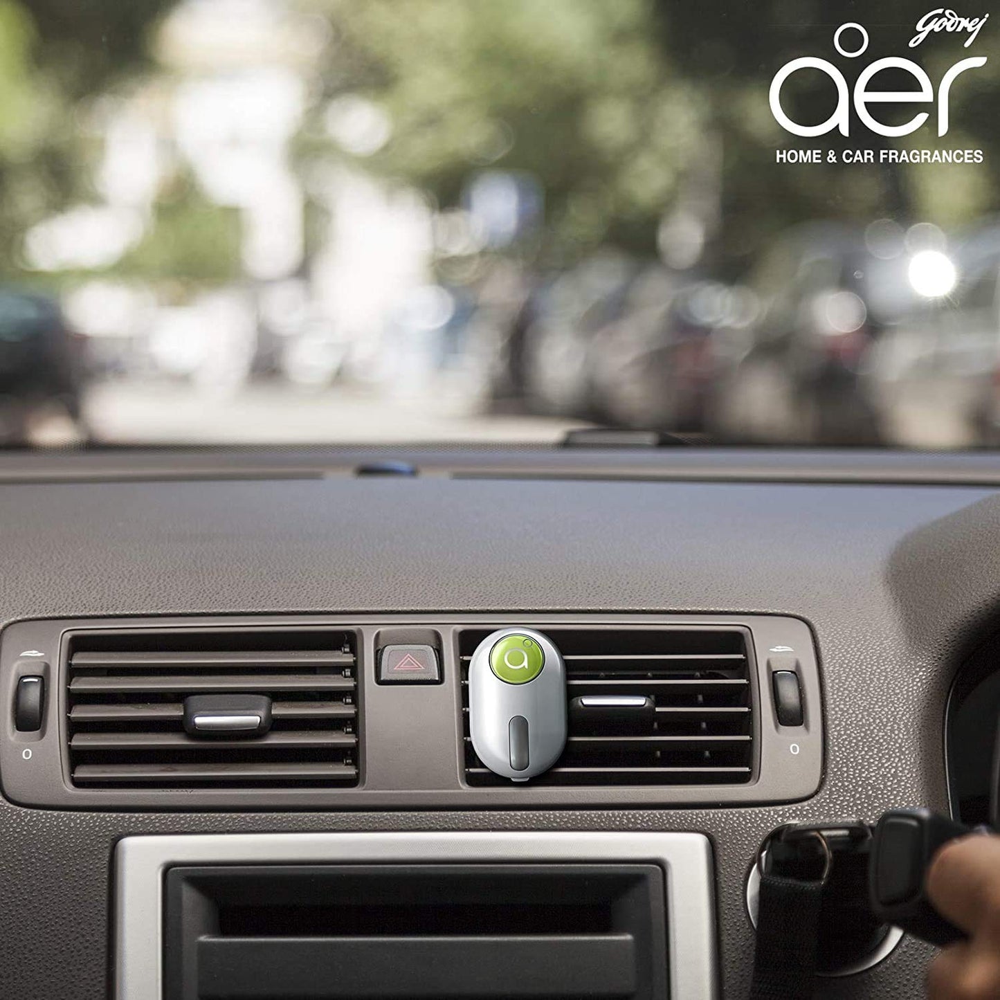 Godrej aer click | Car Vent Air Freshener Kit - Long-Lasting | Spill-proof | Fresh Lush Green