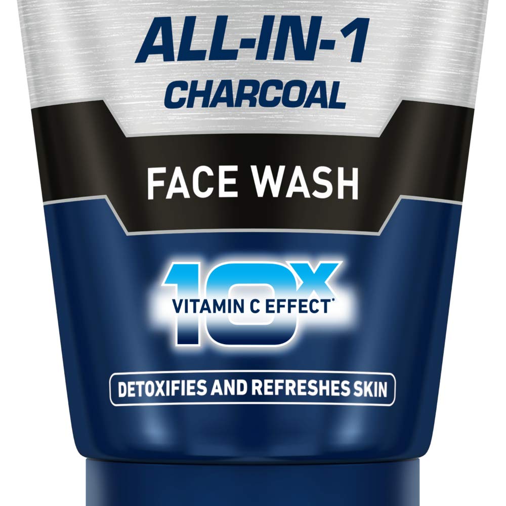 Nivea Men Face Wash All in 1 Charcoal, to Detoxify & Refresh Skin with 10x Vitamin C Effect, for All Skin Types 100g