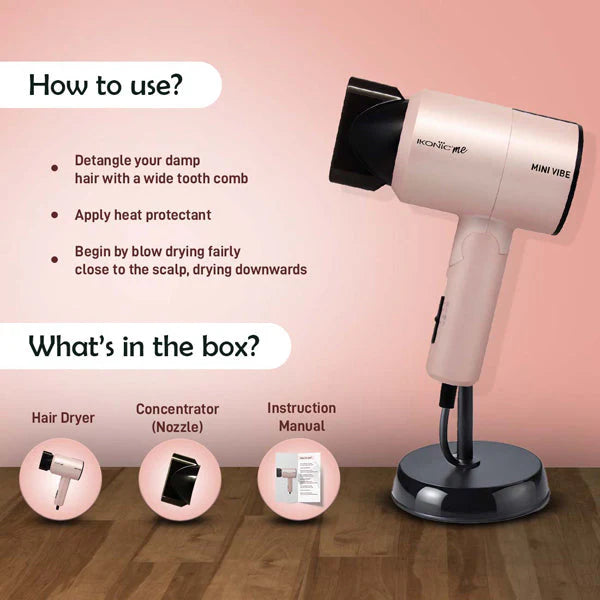 Ikonic Me Mini Vibe Hair Dryer ( Pearl Pink )