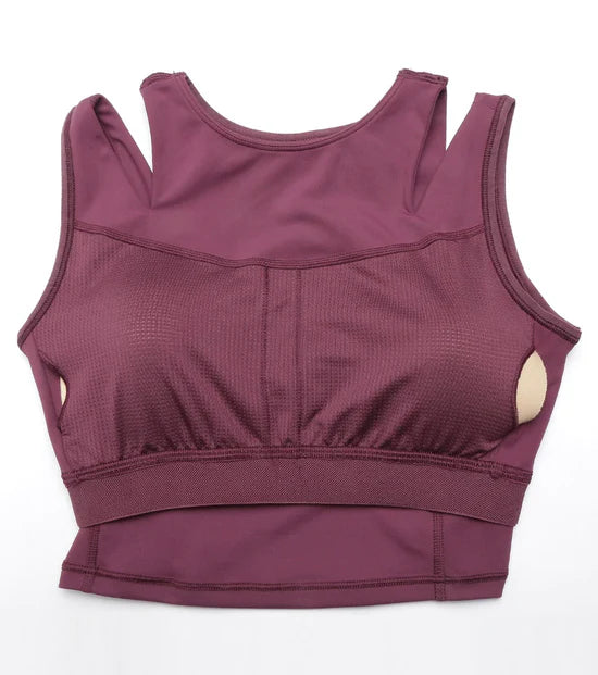 Enamor Shelf Bra Crop Vest | Crew Neck Vest With In-Built Shelf Bra Support | Hugged Fit E123