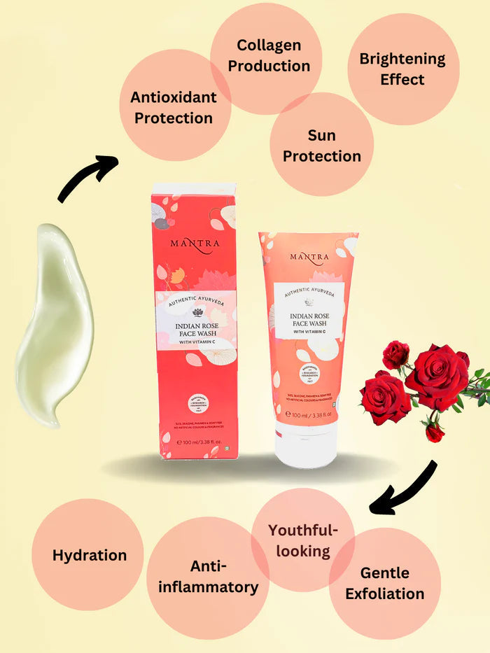 Mantra Indian Rose Face Wash With Vitamin C 100ml