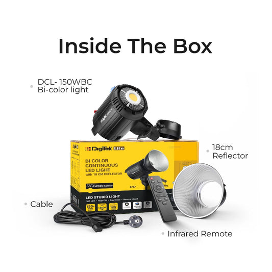 Digitek Lite (DCL-150WBC) Combo Bi Color Continuous LED Light with 18 CM Reflector Suitable for All Kinds of Small Production Photography/Power Saving & Environment Protection