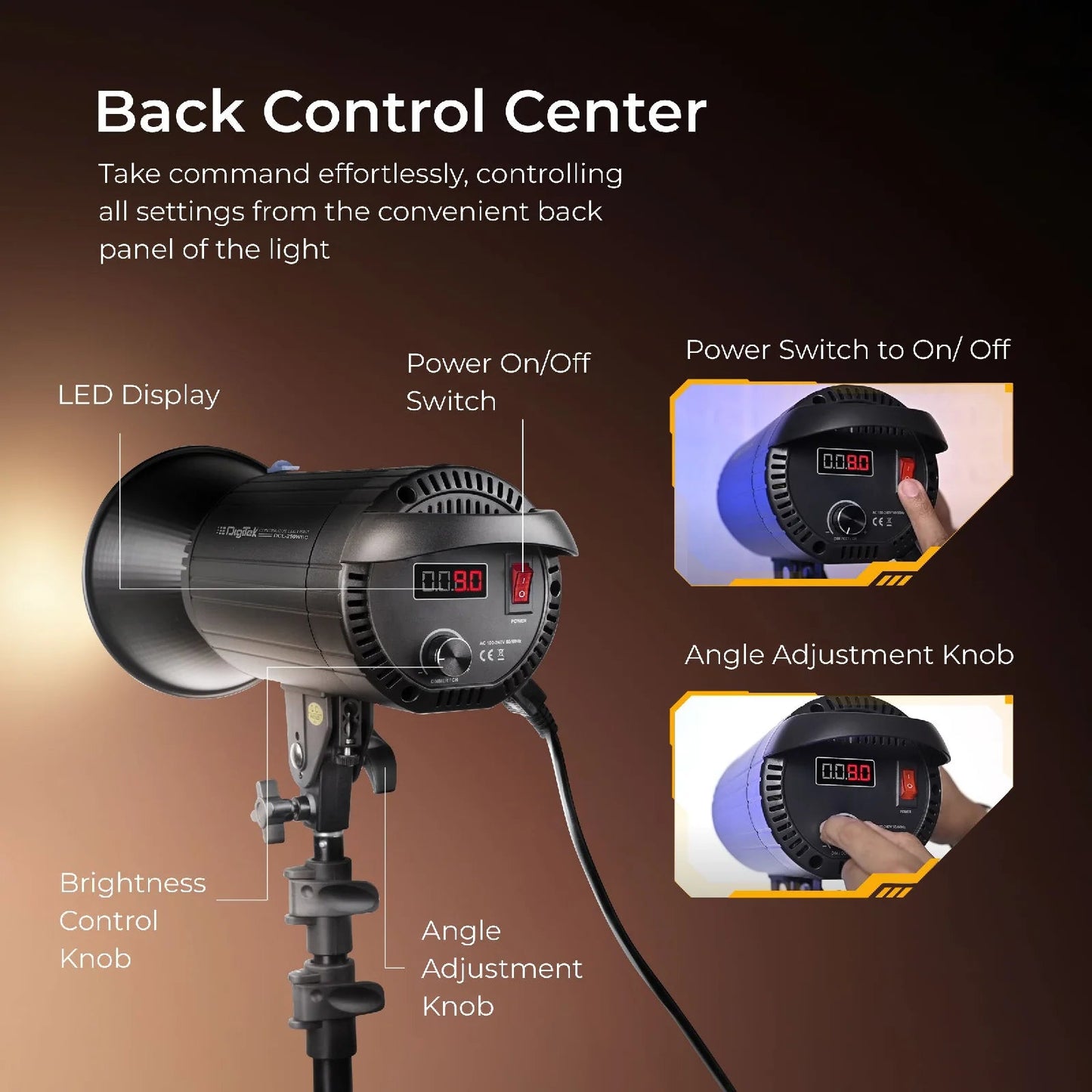 Digitek Lite (DCL-250WBC) Combo Bi Color Continuous LED Light with 18 CM Reflector Suitable for All Kinds of Small Production Photography/Power Saving & Environment Protection