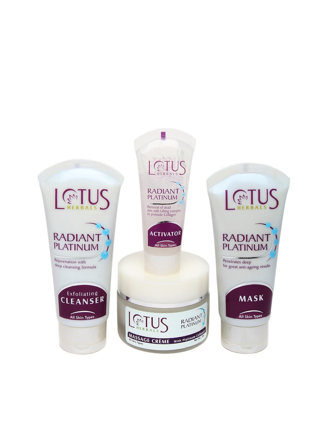 Lotus Radiant Platinum Anti-Ageing Facial Kit with 4 easy steps 170g (Multiple Use)
