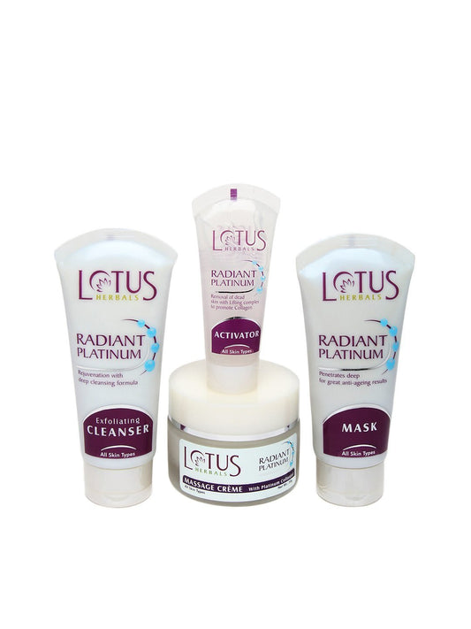 Lotus Radiant Platinum Anti-Ageing Facial Kit with 4 easy steps 170g (Multiple Use)