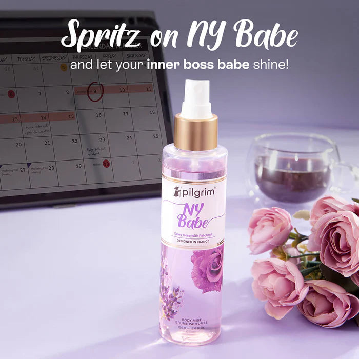 PILGRIM NY Babe Body Mist Dewy Rose with Patchouli | Long-lasting Body Spray For Women | 150ml