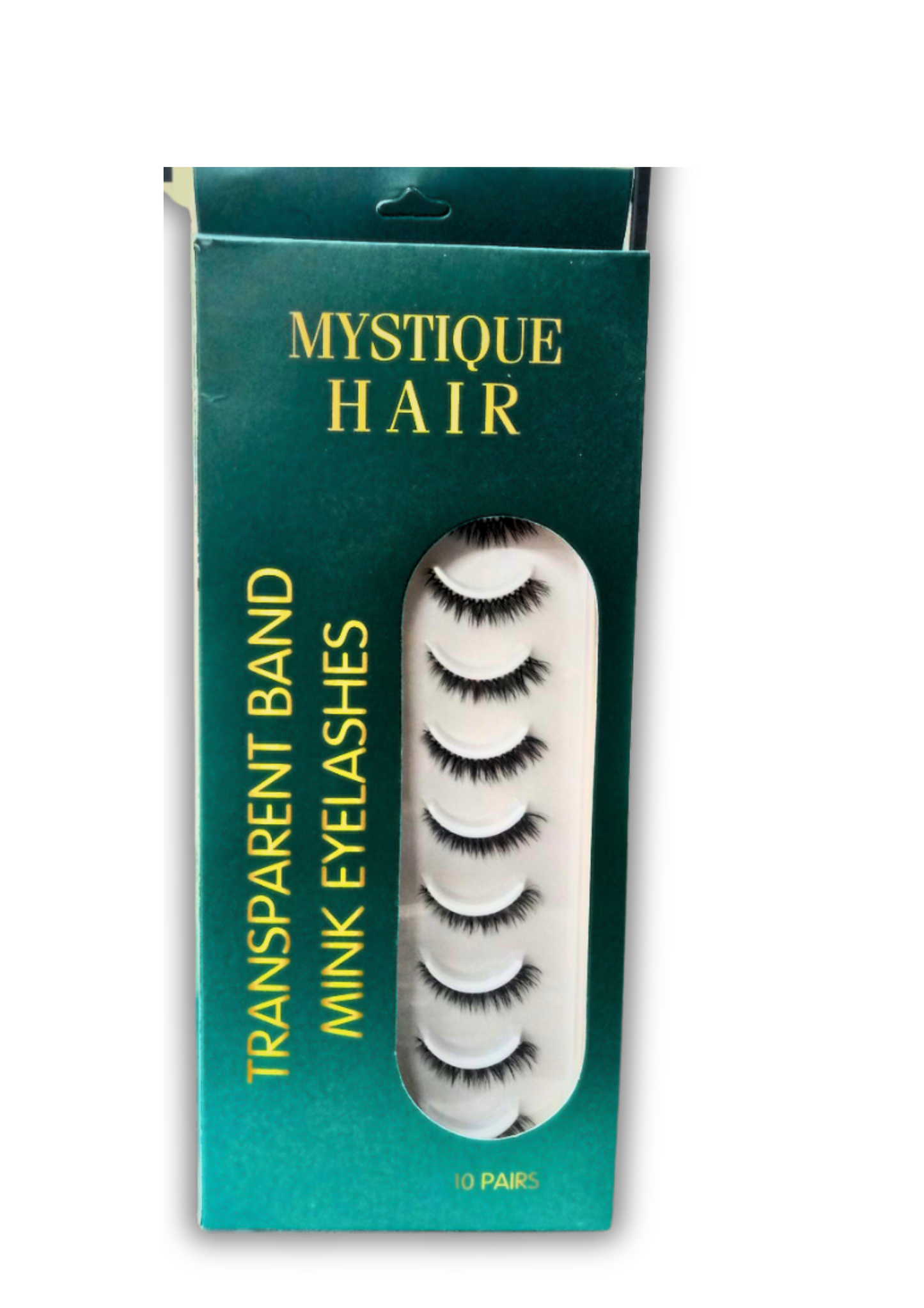 MYSTIQUE HAIR FEATHERLIGHT EYE LASHES TRANSPARENT BAND MINK EYELASHES 10 PAIRS