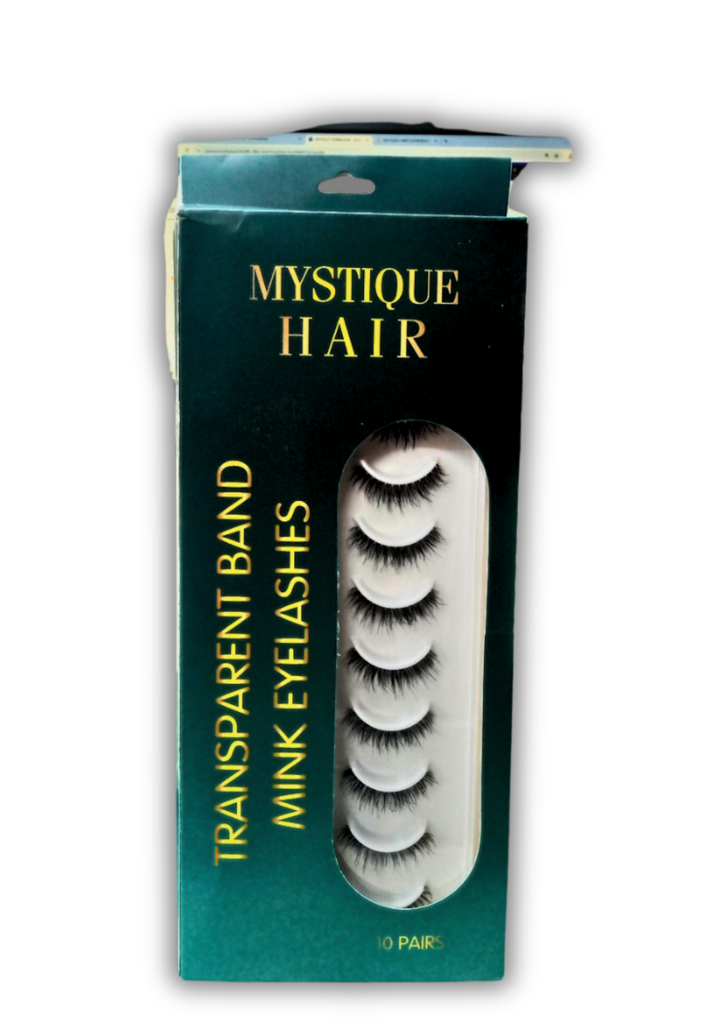 MYSTIQUE HAIR FEATHERLIGHT EYE LASHES TRANSPARENT BAND MINK EYELASHES 10 PAIRS
